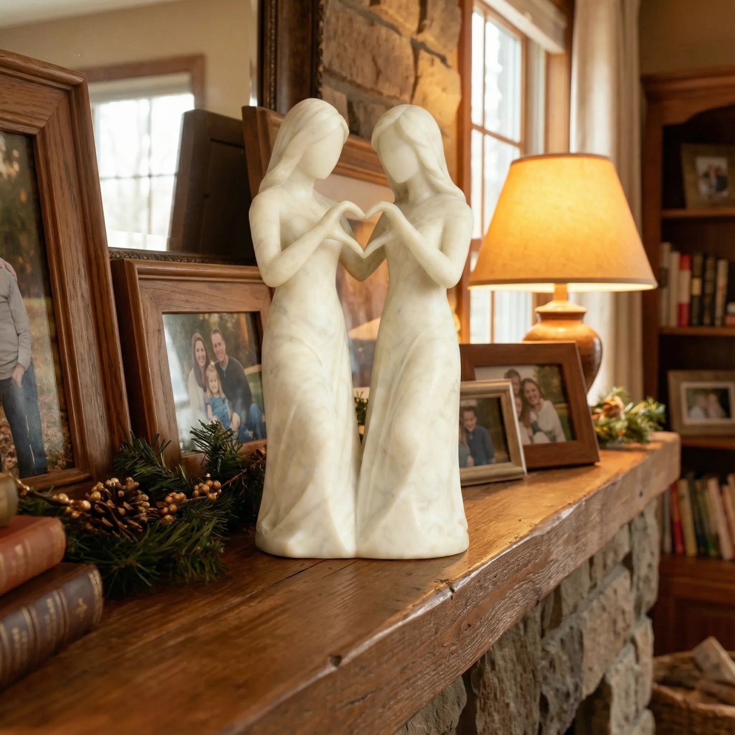 Celebrates Friendships Handmade White Marble Sisters Sculpture