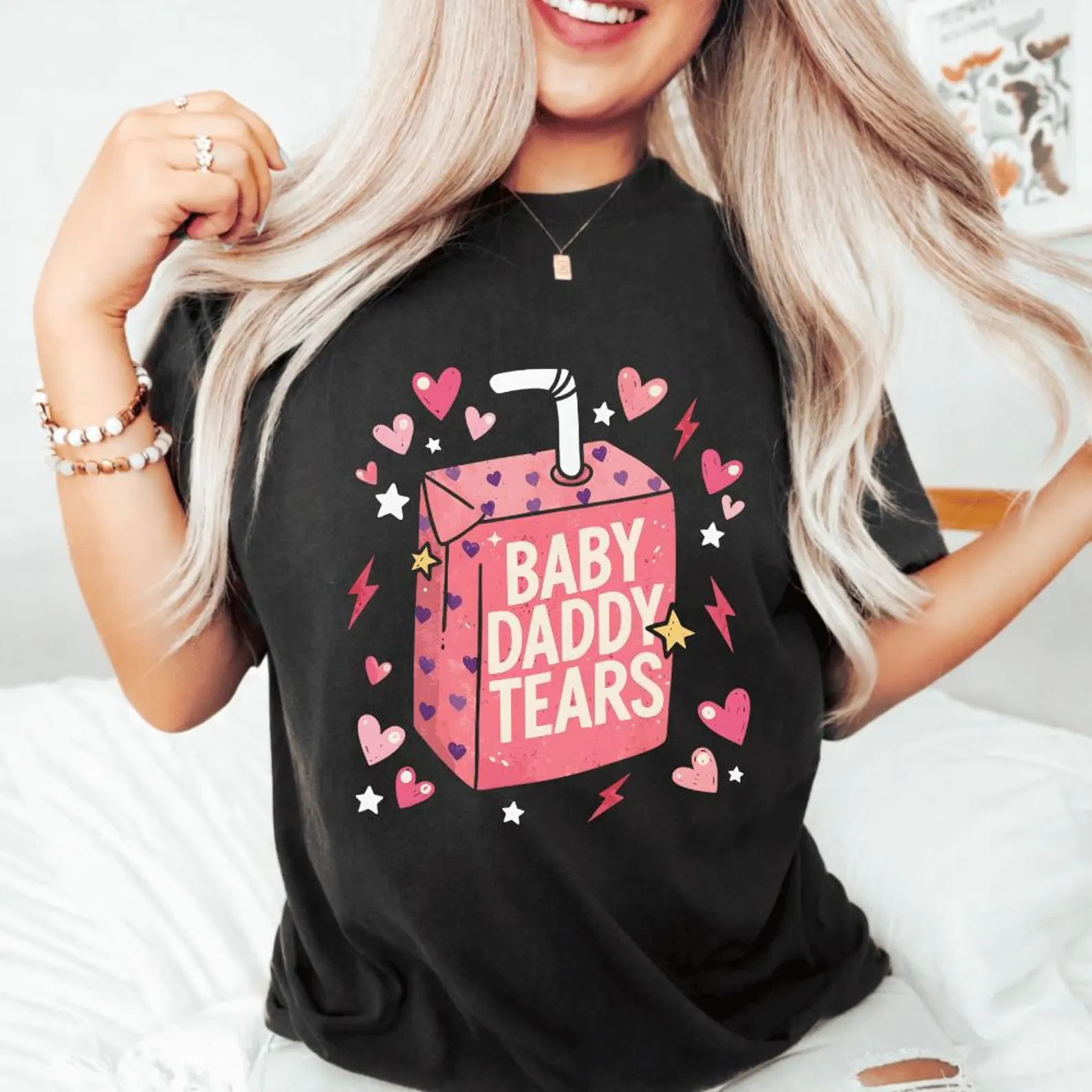 Baby Daddy Tears Funny Pink Juice Box Quote T-Shirt
