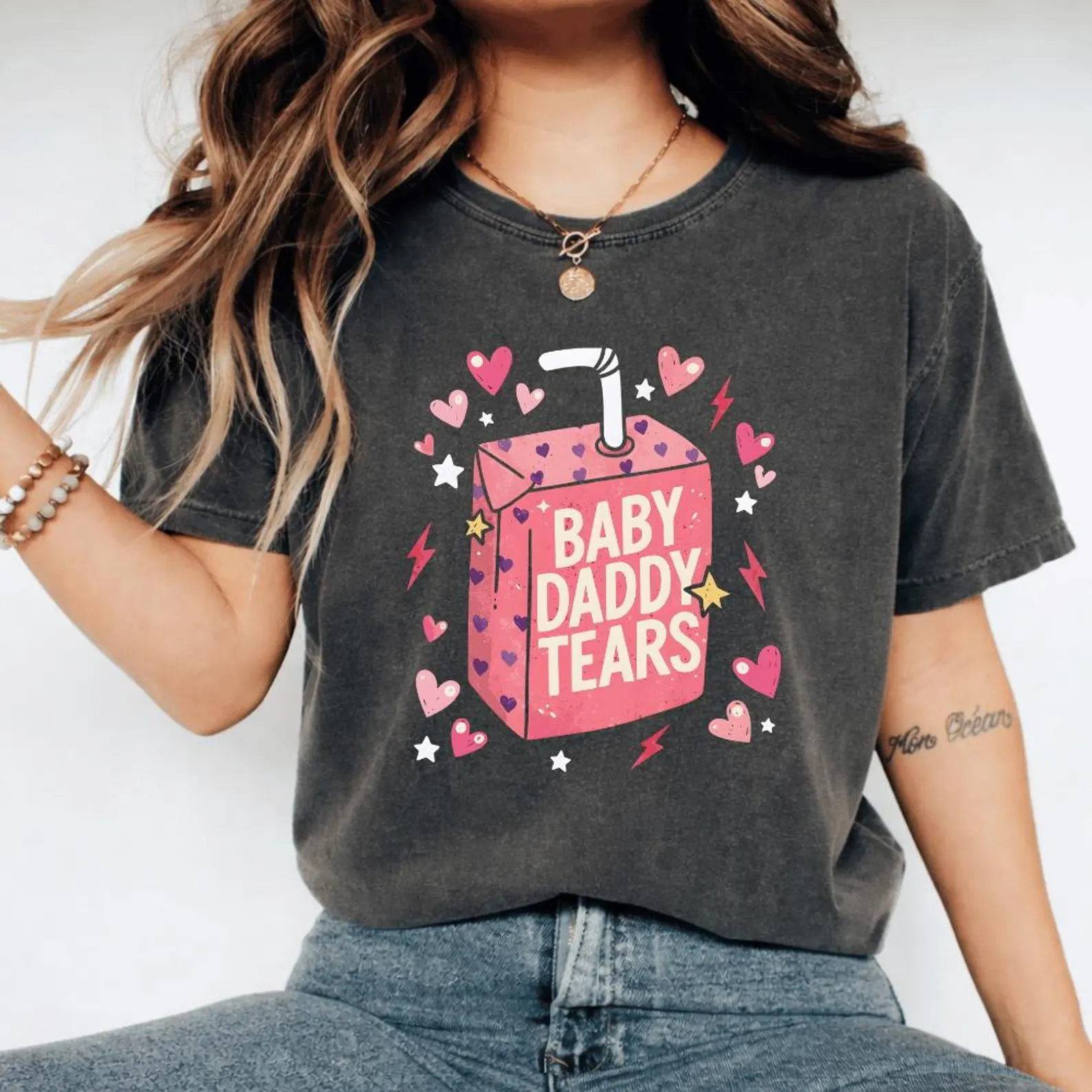 Baby Daddy Tears Funny Pink Juice Box Quote T-Shirt