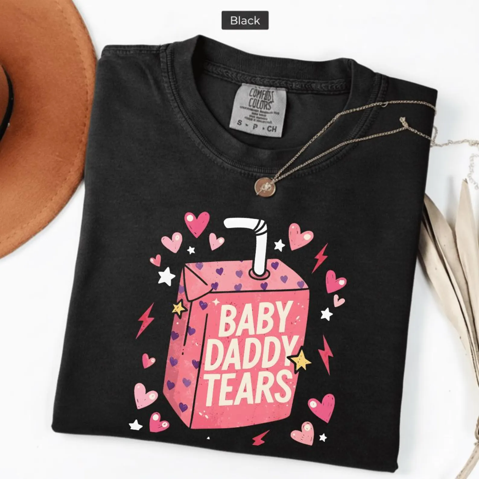 Baby Daddy Tears Funny Pink Juice Box Quote T-Shirt