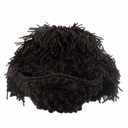 📢📢50%  OFF !! ⏰Punk-style hat with an attached simple wig and knitted beard
