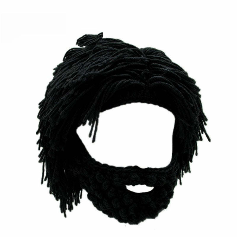 📢📢50%  OFF !! ⏰Punk-style hat with an attached simple wig and knitted beard