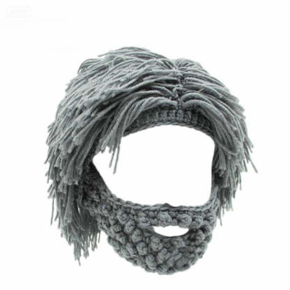 📢📢50%  OFF !! ⏰Punk-style hat with an attached simple wig and knitted beard