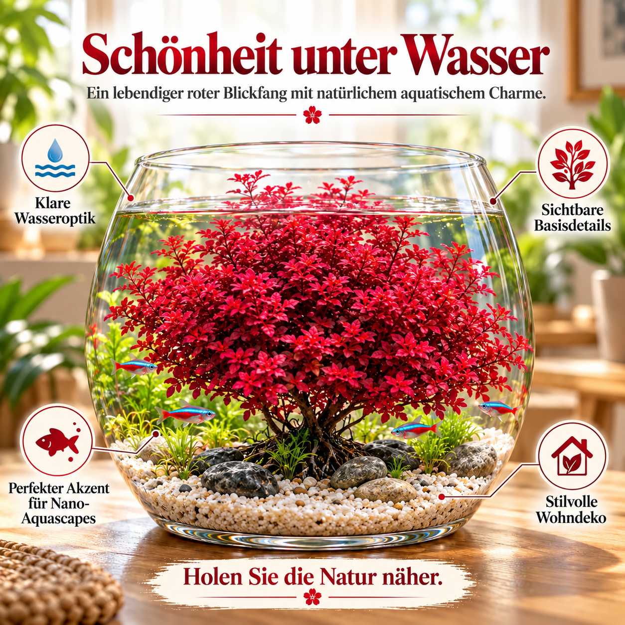 🔥 Crimson Sakura Aquatic Tree Bulbs – Grow a Fiery Underwater Mini Forest