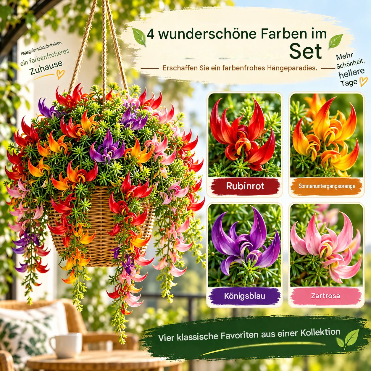 🪴🦜 Papageienschnabel-Grünlilie - 🔥 Blüht bis zu 300 Tage im Jahr!