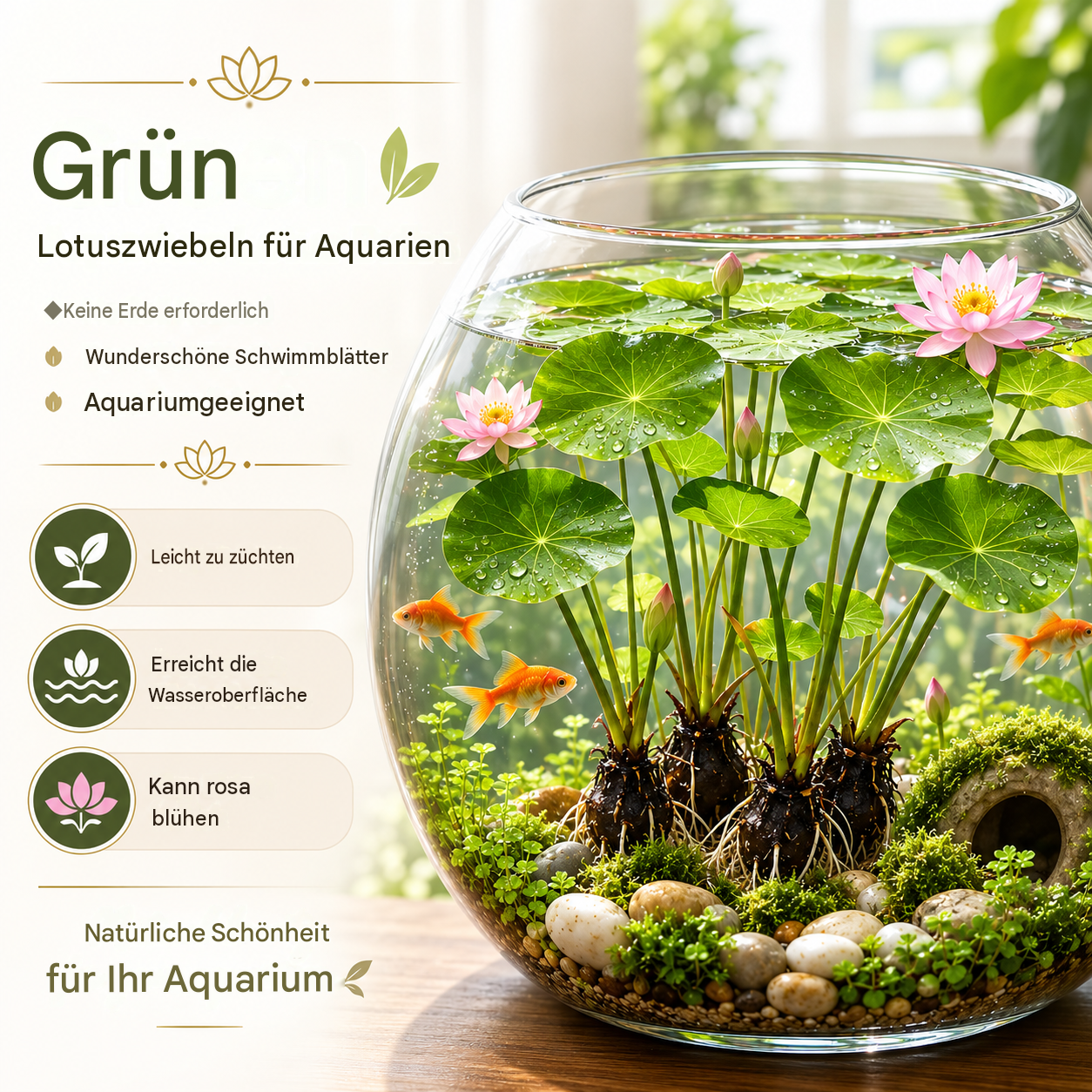 🐟Hydroponische rote Lotuswurzeln🌿 Verwandeln Sie Ihr Aquarium in einen lebendigen Garten