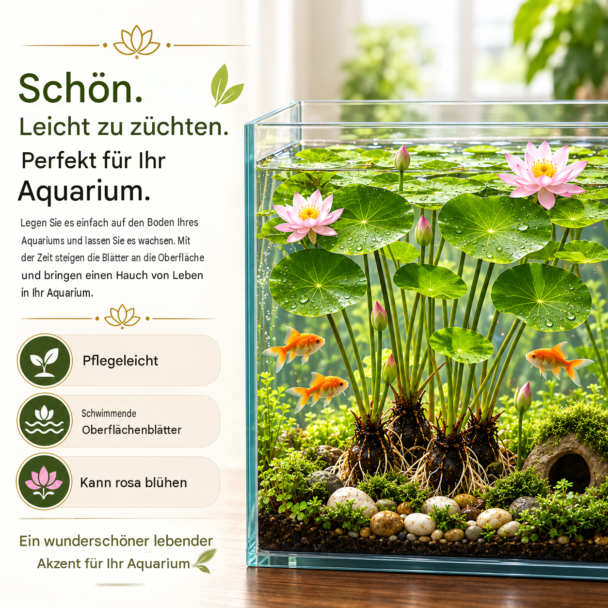 🐟Hydroponische rote Lotuswurzeln🌿 Verwandeln Sie Ihr Aquarium in einen lebendigen Garten