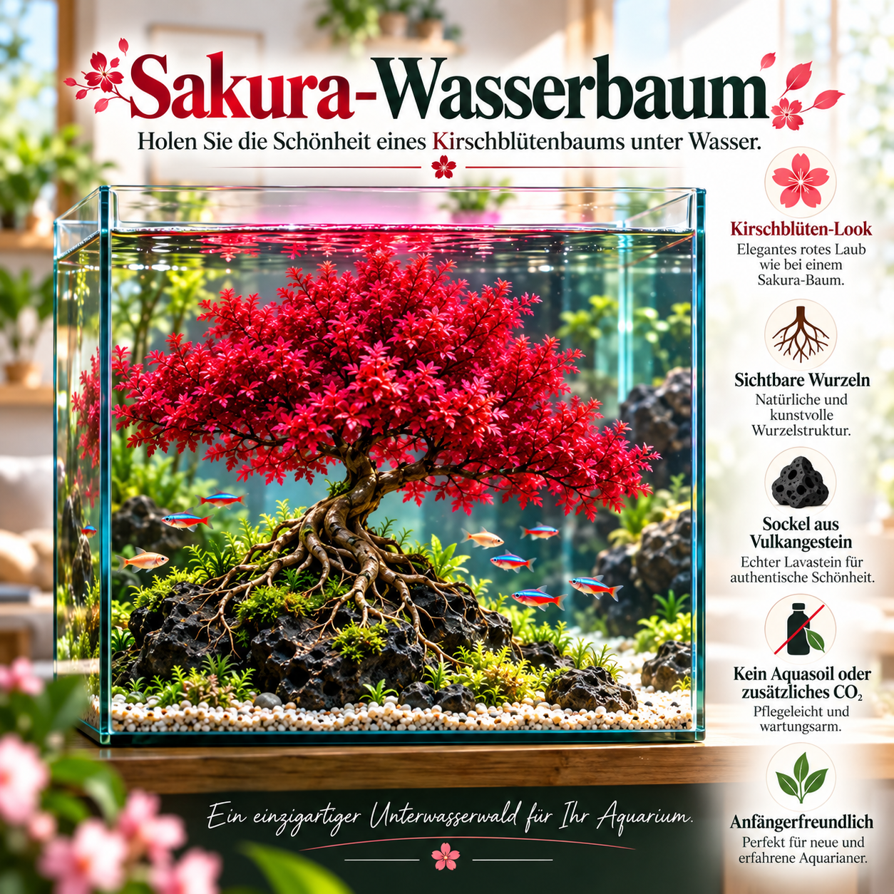 🔥 Crimson Sakura Aquatic Tree Bulbs – Grow a Fiery Underwater Mini Forest