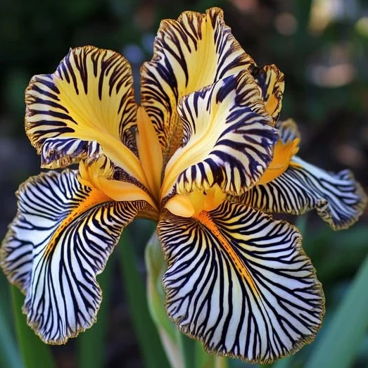 💐Zebrastreifen-Iris (Iris germanica) – Eine kühne, gestreifte Schönheit