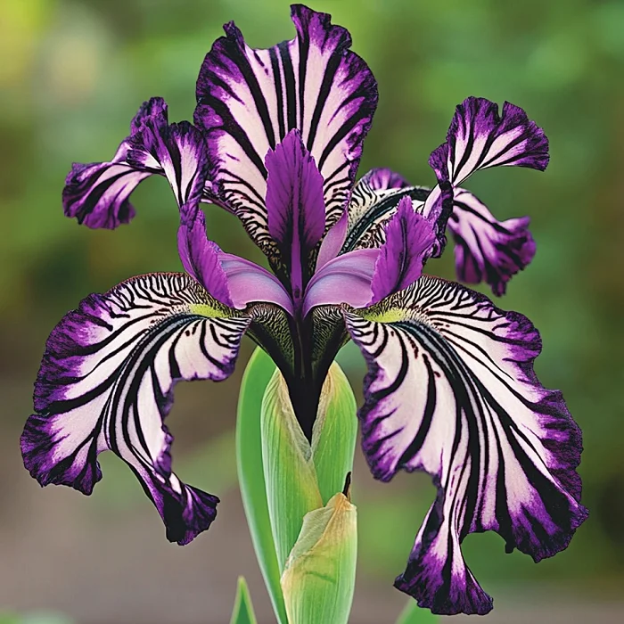 💐Zebrastreifen-Iris (Iris germanica) – Eine kühne, gestreifte Schönheit