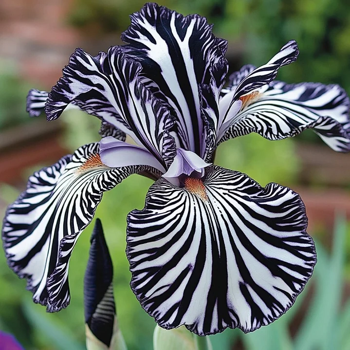 💐Zebrastreifen-Iris (Iris germanica) – Eine kühne, gestreifte Schönheit
