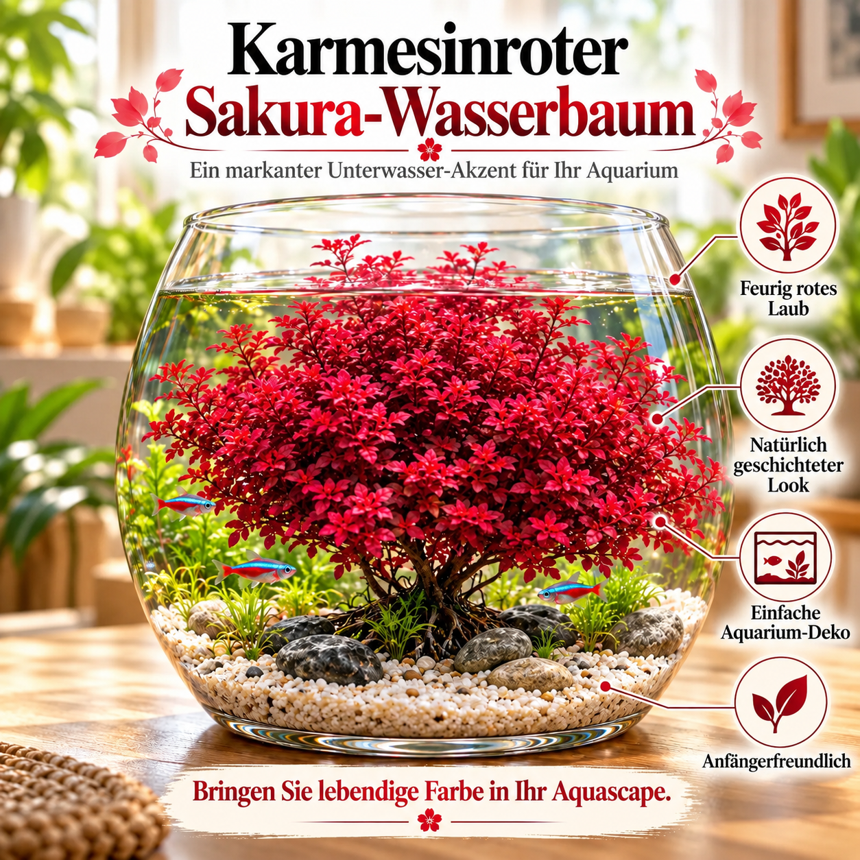 🔥 Crimson Sakura Aquatic Tree Bulbs – Grow a Fiery Underwater Mini Forest