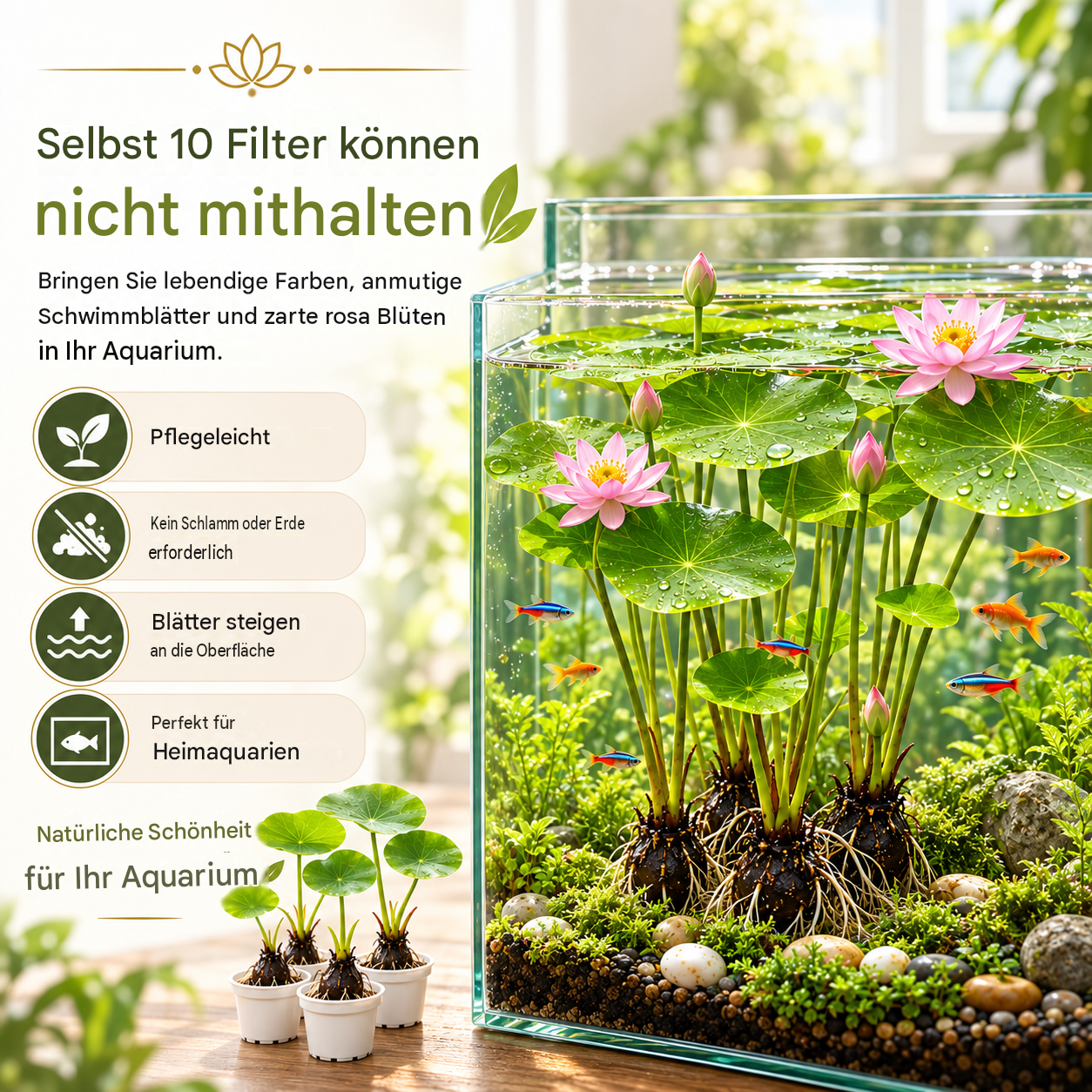 🐟Hydroponische rote Lotuswurzeln🌿 Verwandeln Sie Ihr Aquarium in einen lebendigen Garten