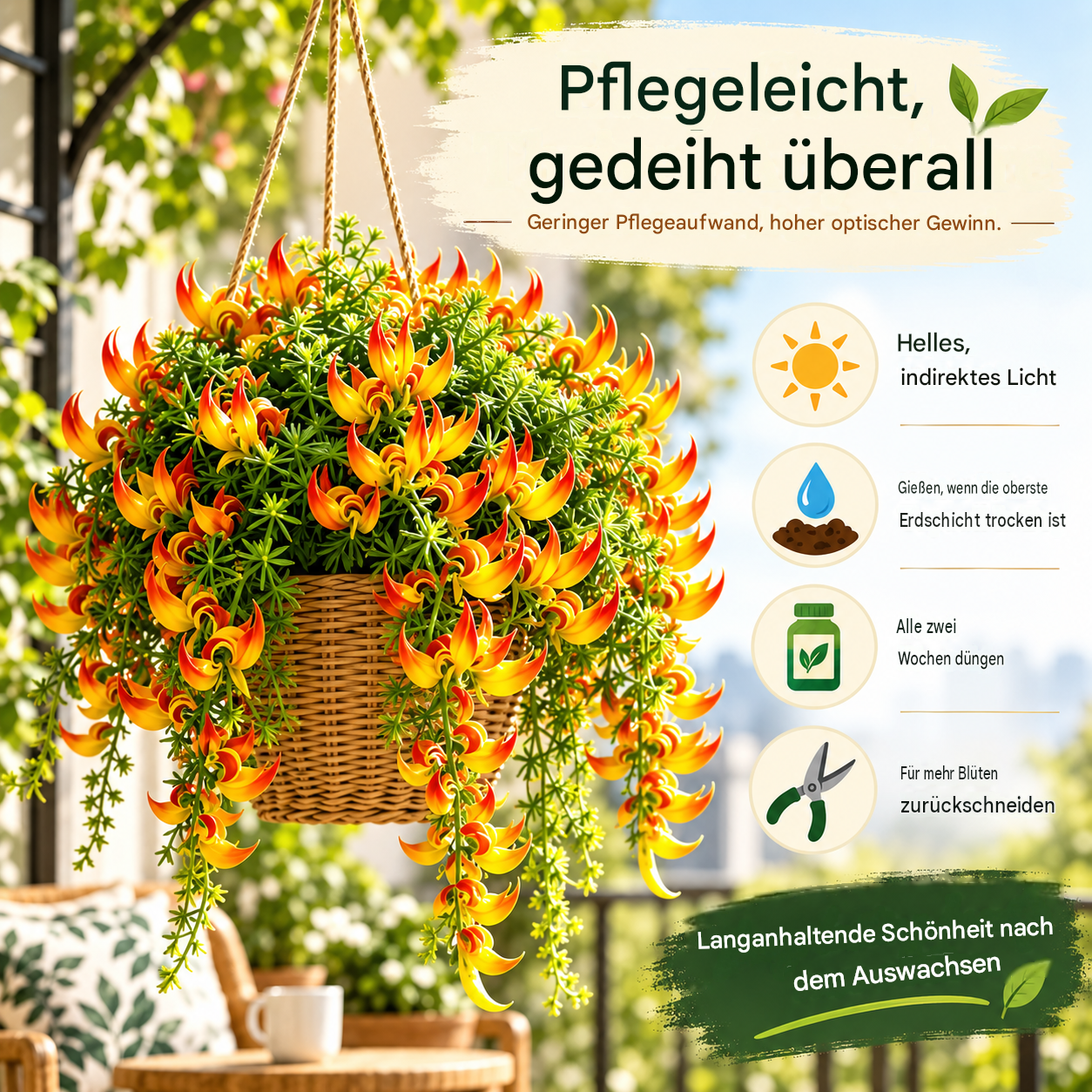 🪴🦜 Papageienschnabel-Grünlilie - 🔥 Blüht bis zu 300 Tage im Jahr!
