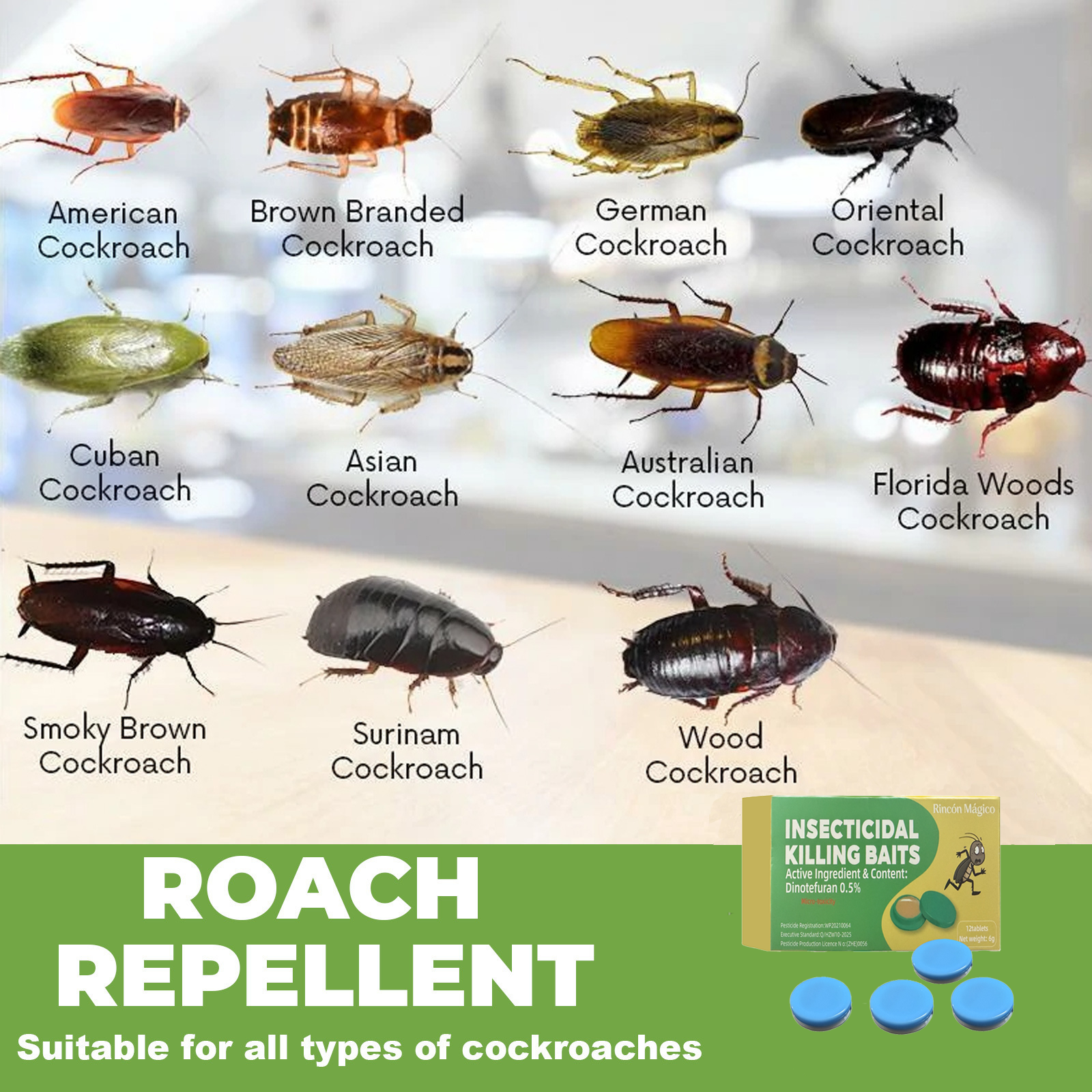 MoonSpry Roach Repellent, Kit de Control de Plagas: Gel Cebo para Cucarachas de Alta Potencia, Elimina Infestaciones en Interiores y Exteriores, Multisuperficies