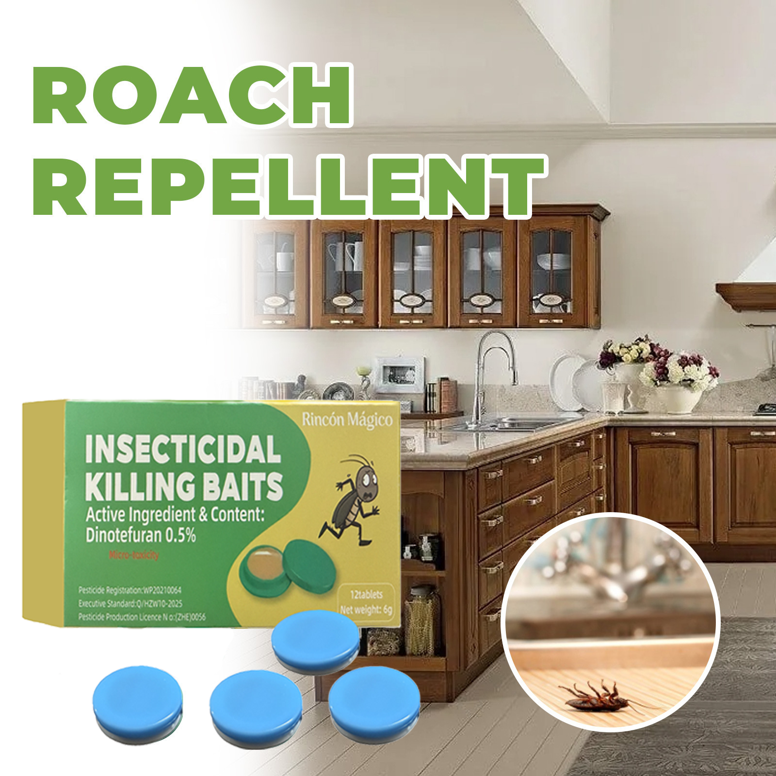 MoonSpry Roach Repellent, Kit de Control de Plagas: Gel Cebo para Cucarachas de Alta Potencia, Elimina Infestaciones en Interiores y Exteriores, Multisuperficies