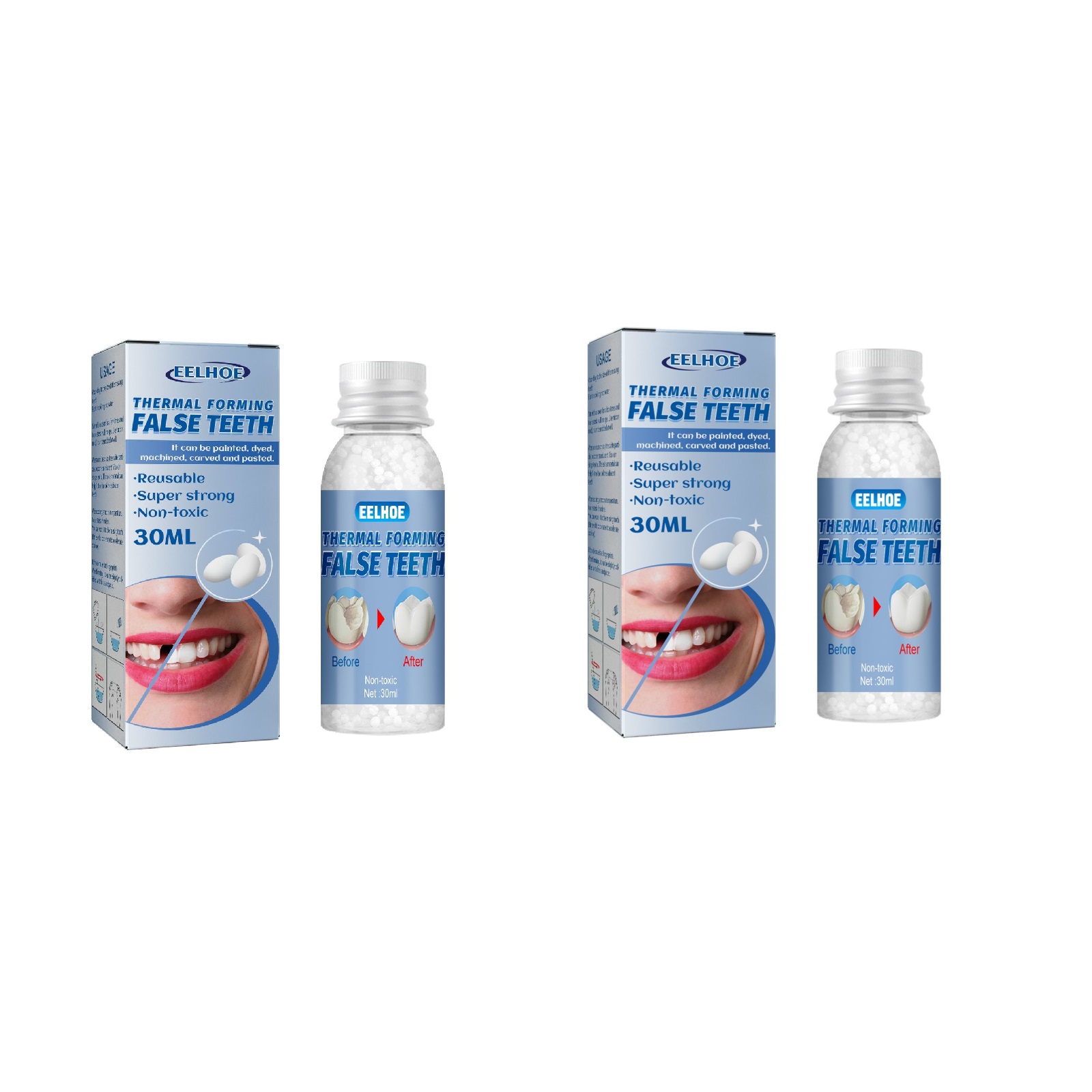 Gel Dental Moldeable EELHOE: Relleno Temporal para Dientes Rotos, Caries y Espacios | Kit de Reparación con Película Adhesiva y Láminas Dentales | Solución Reutilizable para Sonrisa Natural, Prótesis Moldeables