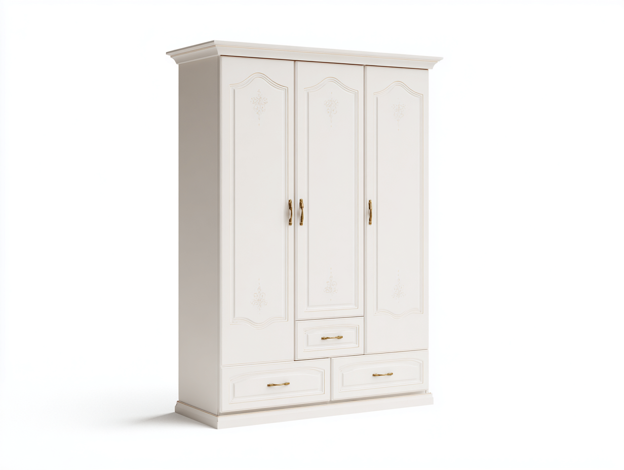 Armoire en panneau bois 155x60x210 cm - blanc - pour chambre - style classique avec espace de rangement-Cozyosa