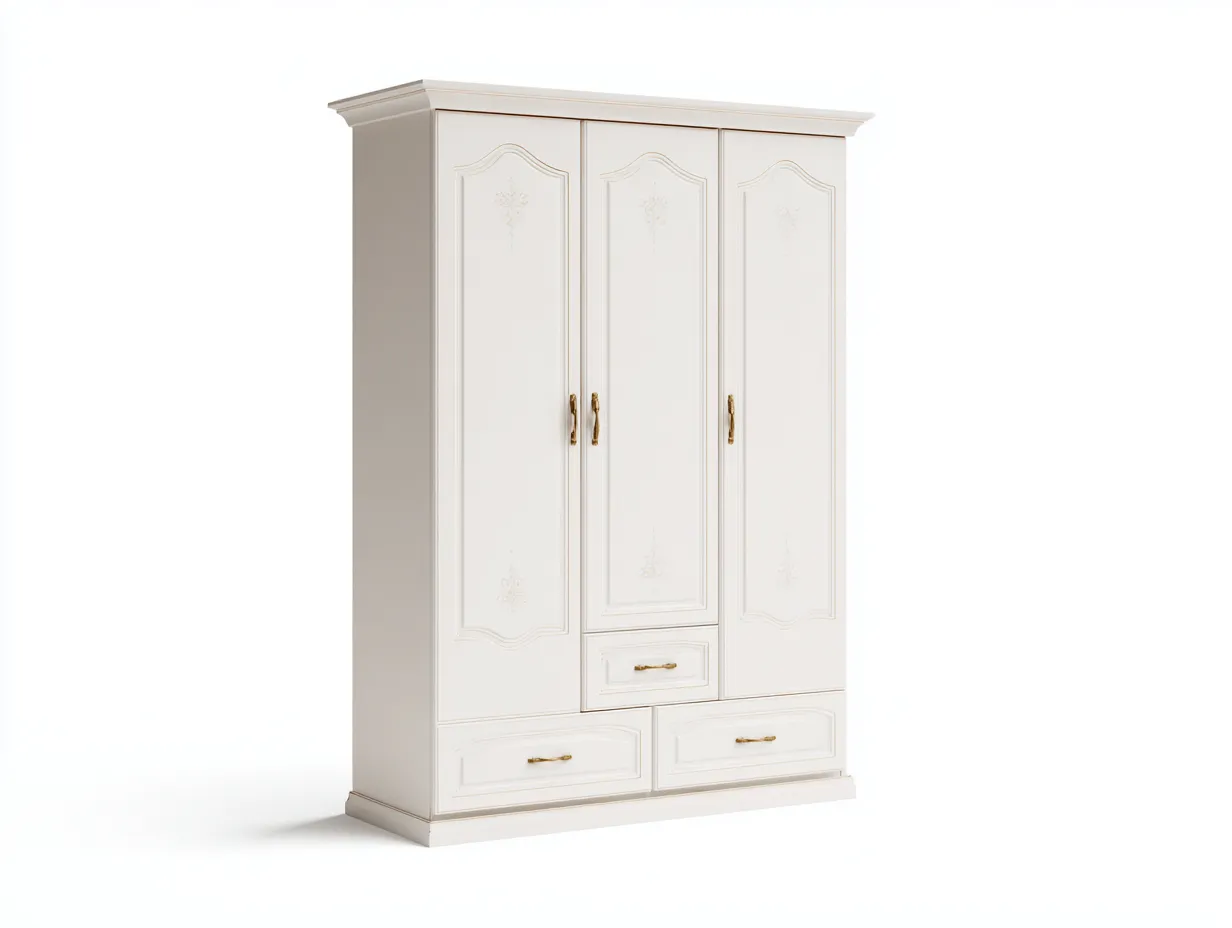 Armoire en panneau bois 155x60x210 cm - blanc - pour chambre - style classique avec espace de rangement-Cozyosa