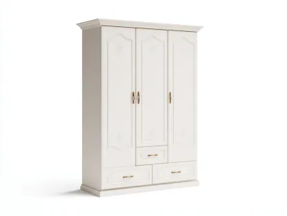 Armoire en panneau bois 155x60x210 cm - blanc - pour chambre - style classique avec espace de rangement-Cozyosa