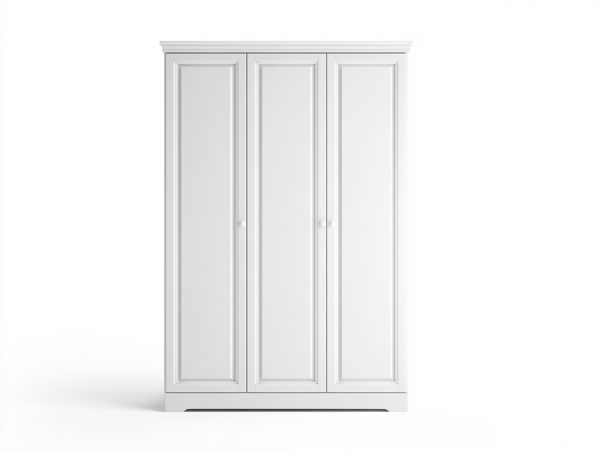Armoire en panneaux bois 150x55x200 cm - blanc - pour chambre - style classique avec portes battantes-Cozyosa