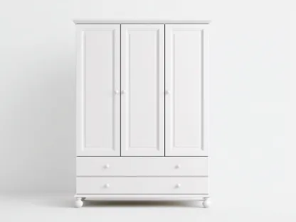Armoire en panneaux bois 150x55x200 cm - blanc - pour chambre - style classique avec portes battantes et tiroirs-Cozyosa