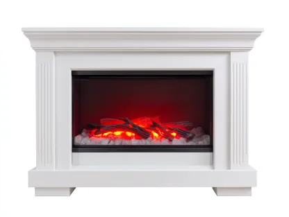 Cheminée électrique décorative en MDF 120x32x100 cm - blanc - pour salon - style classique avec effet braises LED-Cozyosa