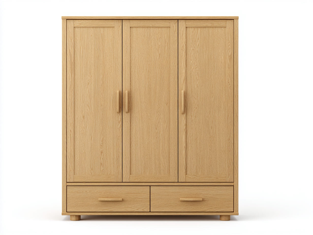 Armoire en chêne 155x58x200 cm - chêne clair - pour chambre - style naturel avec espace de rangement-Cozyosa