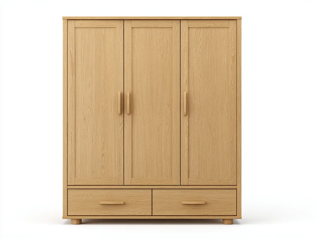Armoire en chêne 155x58x200 cm - chêne clair - pour chambre - style naturel avec espace de rangement-Cozyosa
