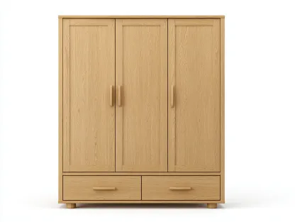 Armoire en chêne 155x58x200 cm - chêne clair - pour chambre - style naturel avec espace de rangement-Cozyosa