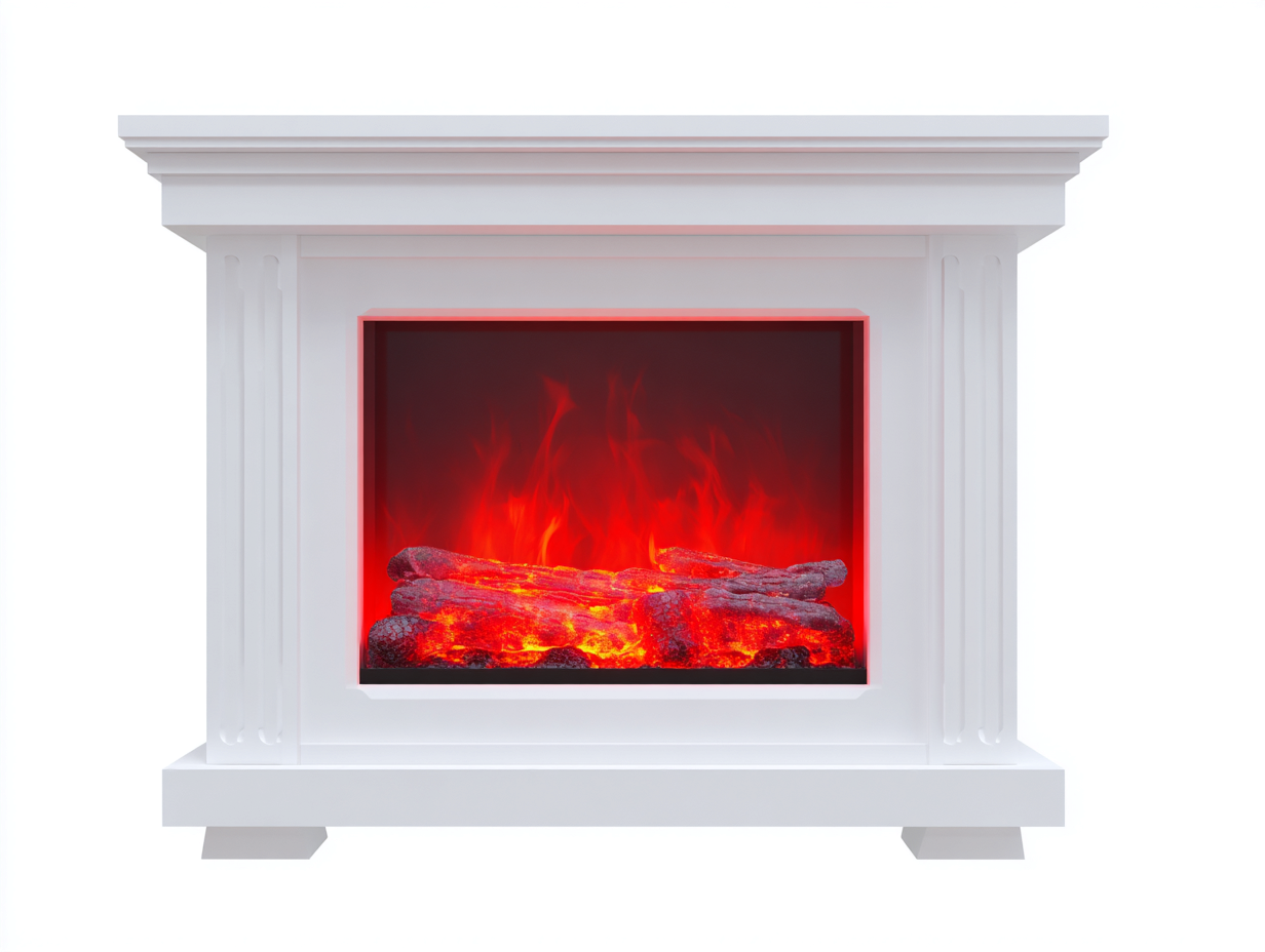 Cheminée électrique sur pied en bois MDF 110x30x95 cm - blanc - pour intérieur - style classique avec effet flamme réaliste-Cozyosa