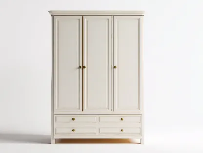Armoire en panneaux bois 150x55x200 cm - blanc crème - pour chambre - style classique avec portes battantes et tiroirs-Cozyosa