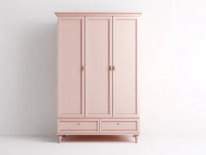 Armoire MDF 150x60x200 cm - rose poudré - pour chambre - style classique avec espace de rangement-Cozyosa