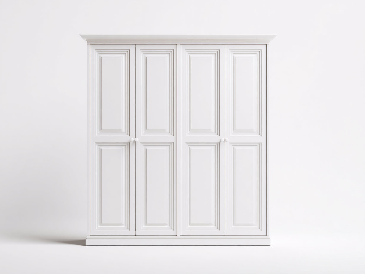 Armoire en panneau bois 185x58x210 cm - blanc - pour chambre - style classique avec espace de rangement-Cozyosa