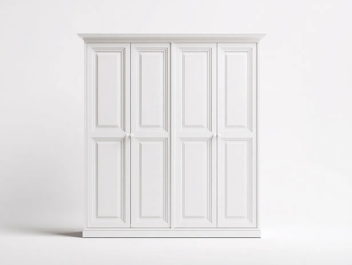 Armoire en panneau bois 185x58x210 cm - blanc - pour chambre - style classique avec espace de rangement-Cozyosa