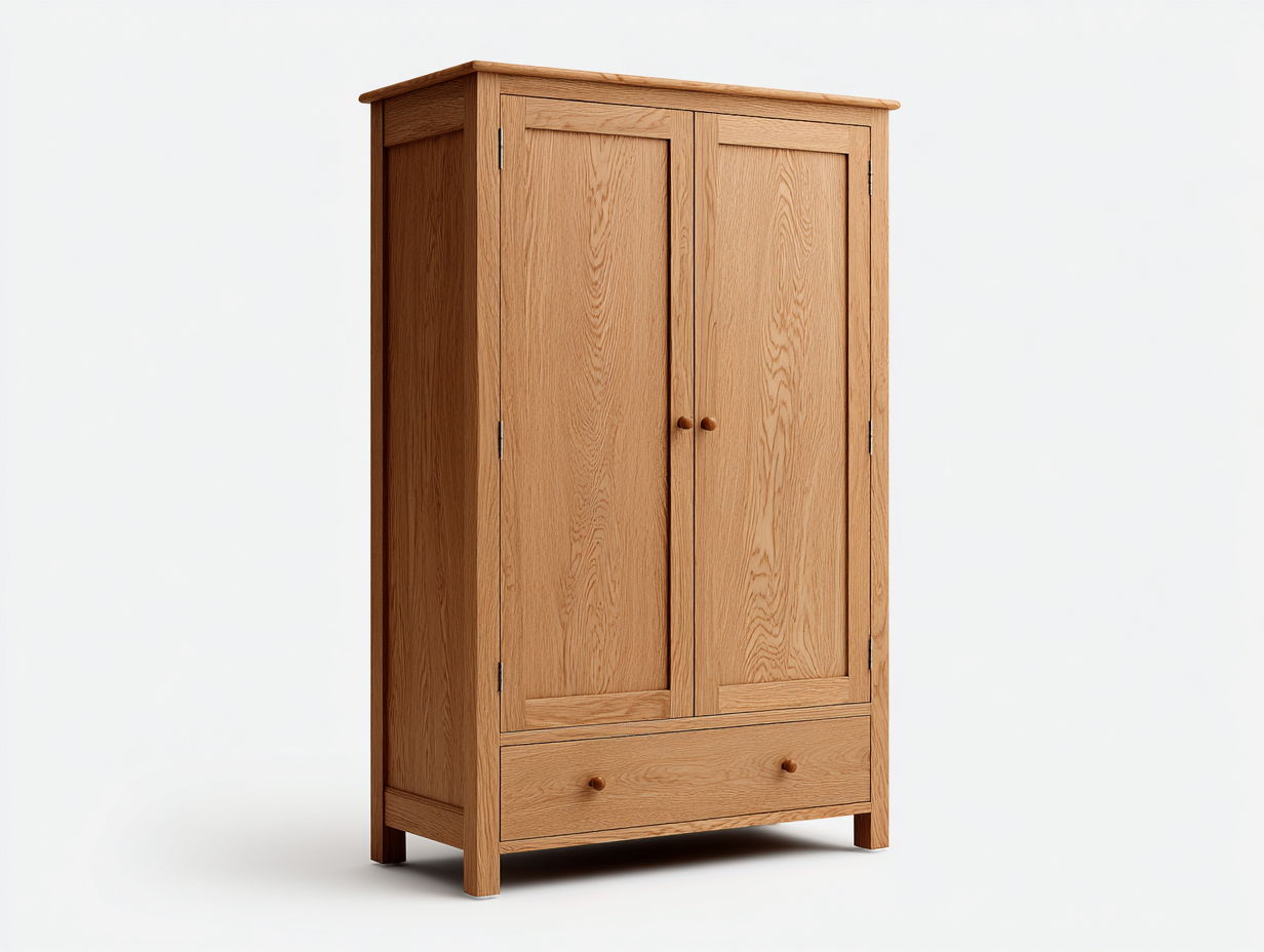 Armoire en chêne 140x55x185 cm - chêne clair - pour chambre - style naturel avec espace de rangement-Cozyosa