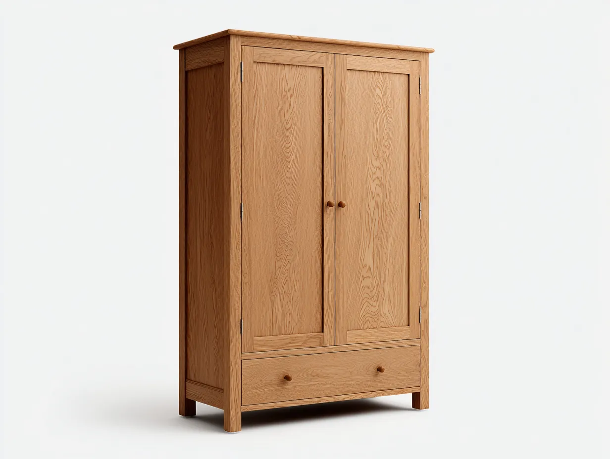 Armoire en chêne 140x55x185 cm - chêne clair - pour chambre - style naturel avec espace de rangement-Cozyosa