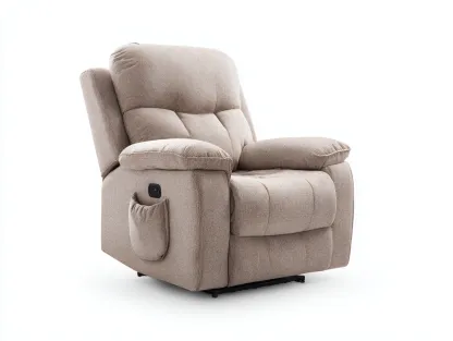 Fauteuil en tissu 95x93x105 cm - beige - pour salon - style confortable avec fonction relaxation-Cozyosa
