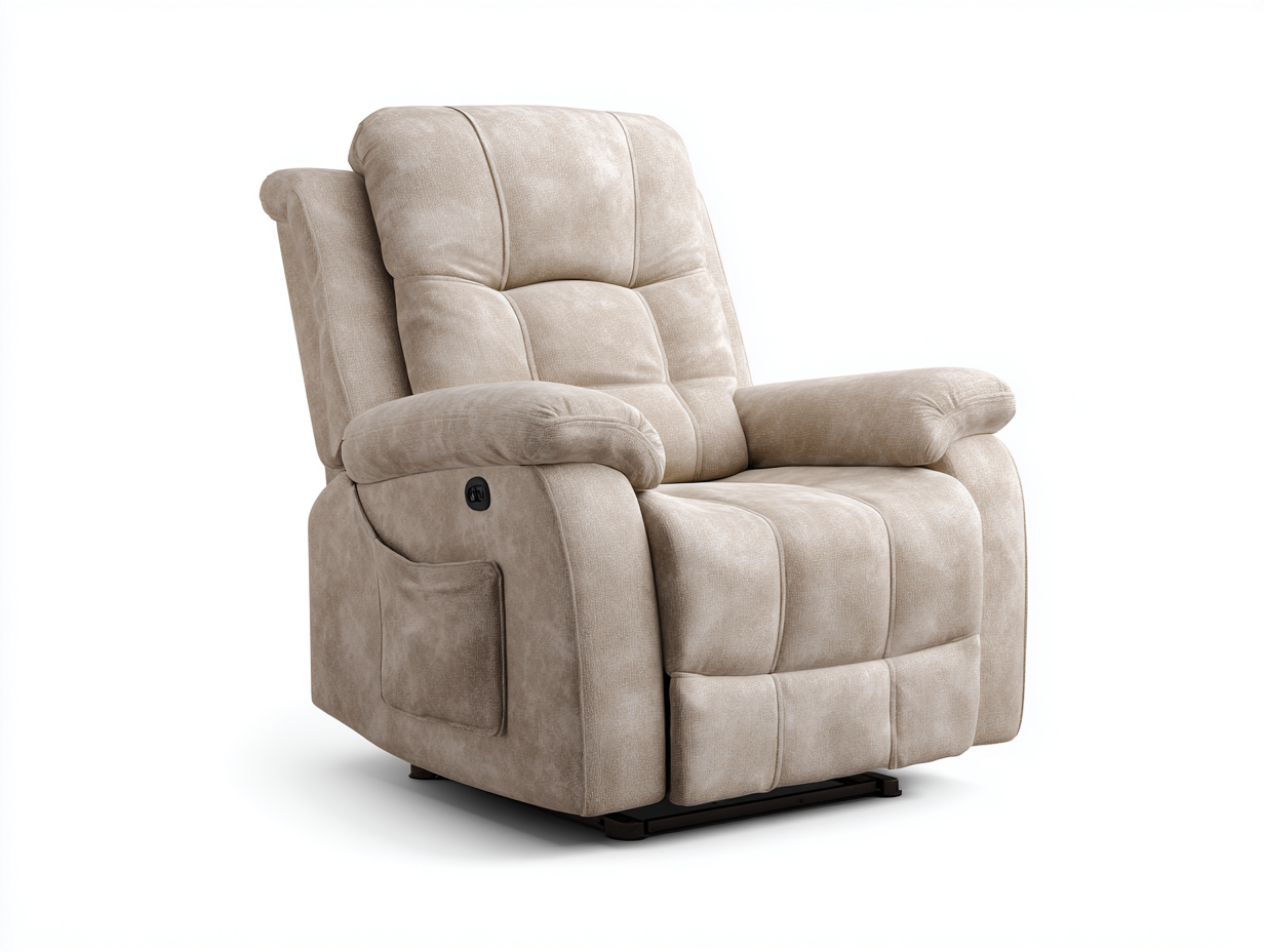 Fauteuil en tissu 95x92x105 cm - beige - pour salon - style confortable avec fonction relaxation-Cozyosa