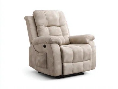 Fauteuil en tissu 95x92x105 cm - beige - pour salon - style confortable avec fonction relaxation-Cozyosa