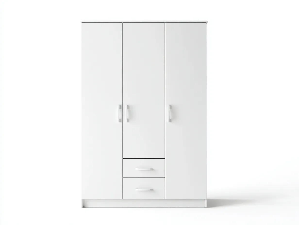 Armoire en panneau bois 150x55x200 cm - blanc - pour chambre - style moderne avec espace de rangement-Cozyosa