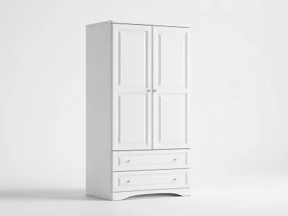 Armoire en bois 130x58x200 cm - blanc - pour chambre - style classique avec espace de rangement-Cozyosa