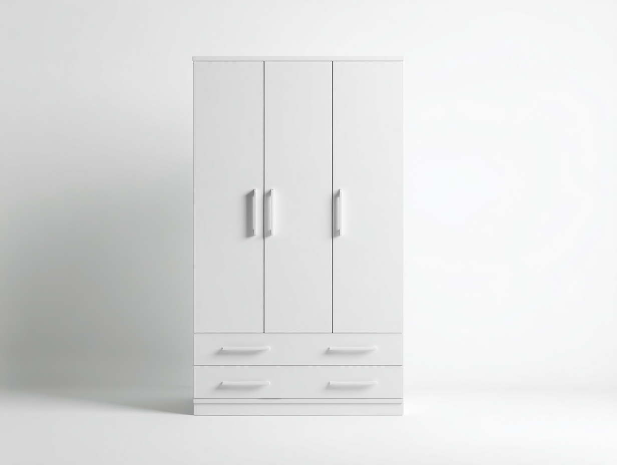 Armoire en panneau bois 140x55x200 cm - blanc - pour chambre - style moderne avec espace de rangement-Cozyosa