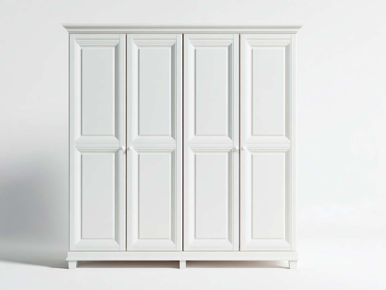 Armoire en panneaux bois 180x60x200 cm - blanc - pour chambre - style classique avec portes battantes-Cozyosa
