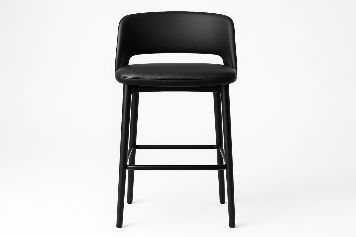 Black PU Leather Bar Stool with Steel Frame-Glossnooks