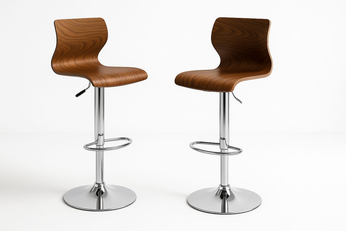 Adjustable Bentwood Bar Stool Set with Chrome Base-Muralwayys