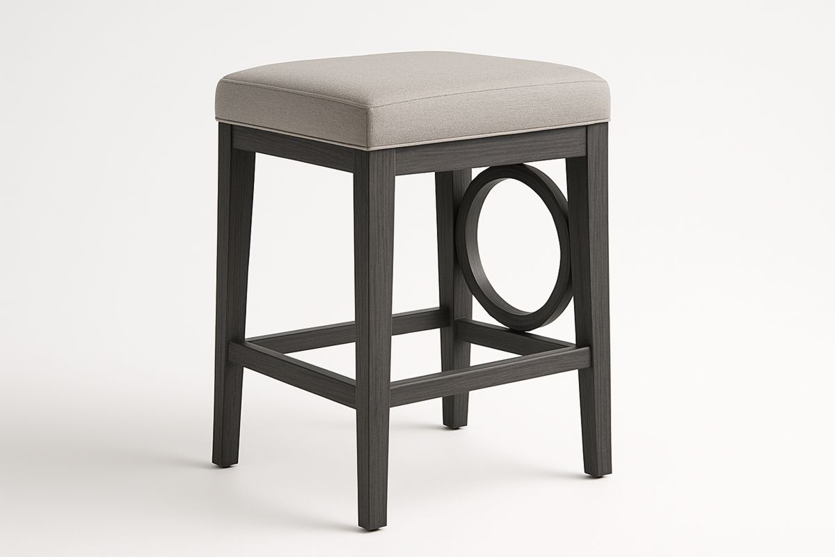 Bar Stool with Fabric Cushion Hardwood Frame Grey-Muralwayys