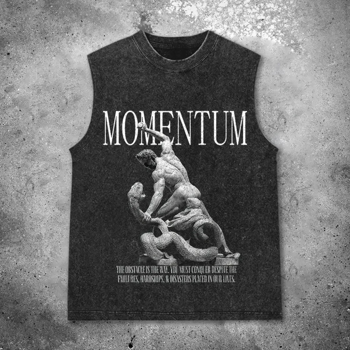 Momentum With Sculpture Quote Printed Men's Vest washed