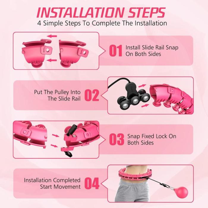 UK Seller K-MART Smart Weighted Hula Hoop - 24 Detachable Links, 360° Auto-Spinning Ball for Gymnastics, Massage