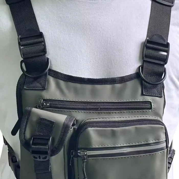 Adjustable Zipper Multi-functional Nylon Chest Bag, Sporty Vest Bag for Tennis Pickleball Outdoor Hiking Cycling Workouts, Gym Bag, Exercise Bags, B